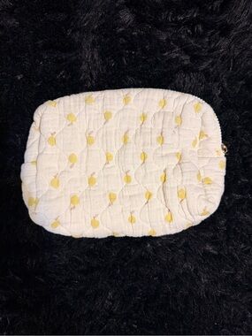 Quilted Lemon Print Pouch - Cream and Yellow